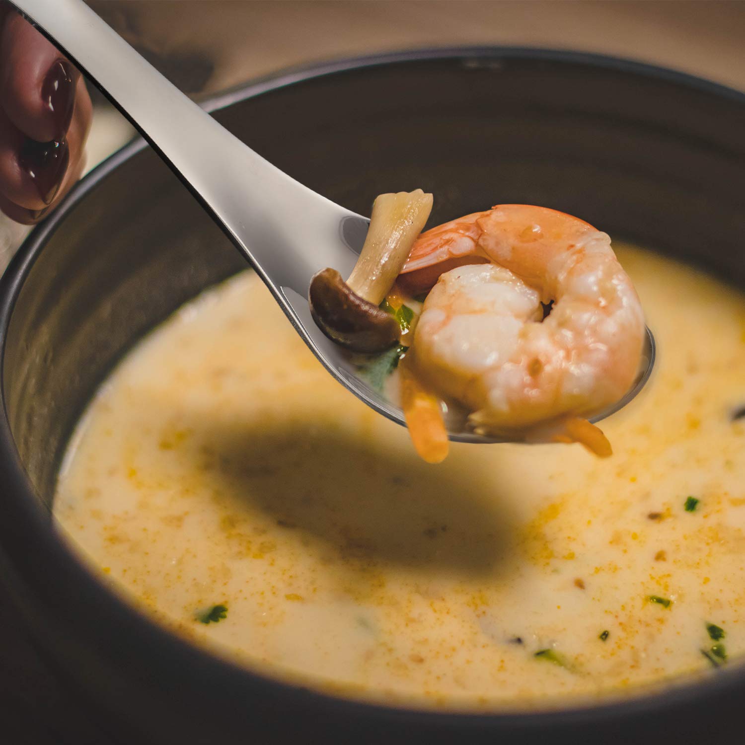 Hiware Thick Heavy-Weight Soup Spoons, High Grade Stainless Steel Soup Spoons, Table Spoons, Set Of 6